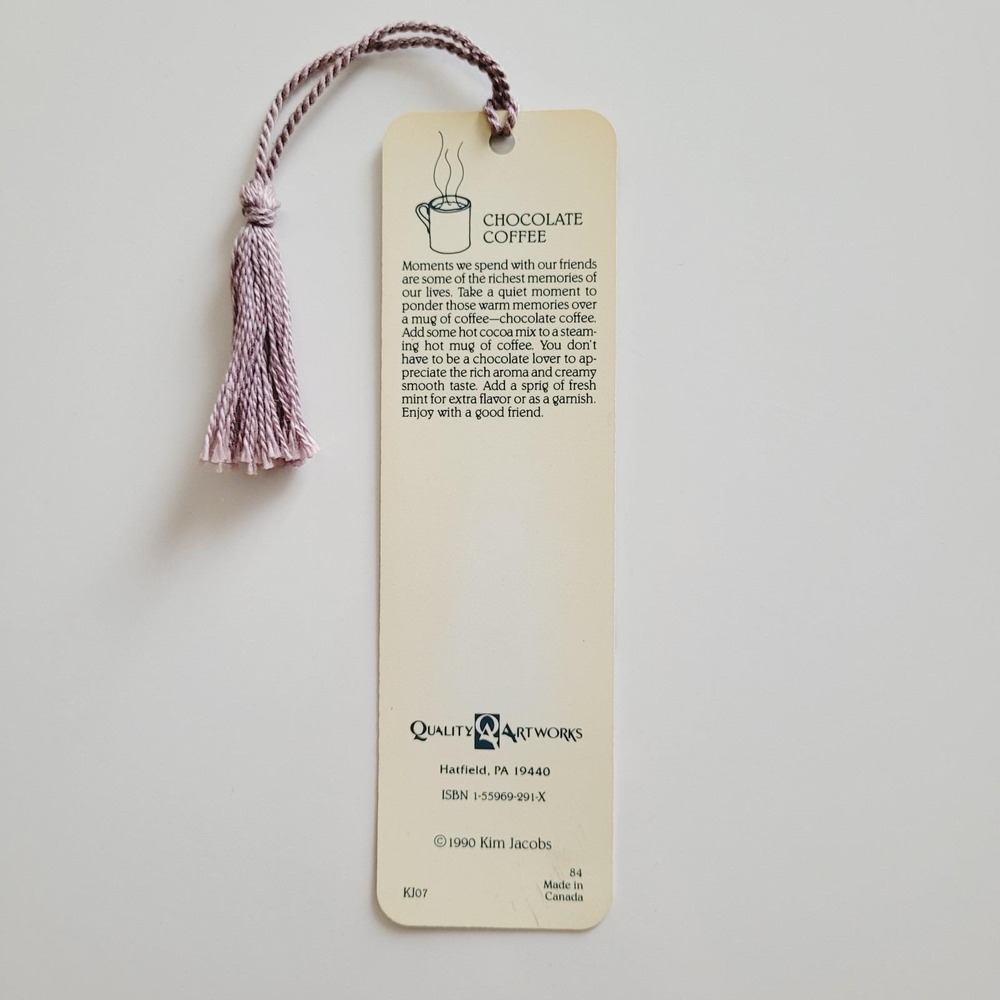 Vintage 90s Kim Jacobs Tassel Bookmark Chocolate Coffee Shop, 1990 Artworks KJ07 - Picture 10 of 13